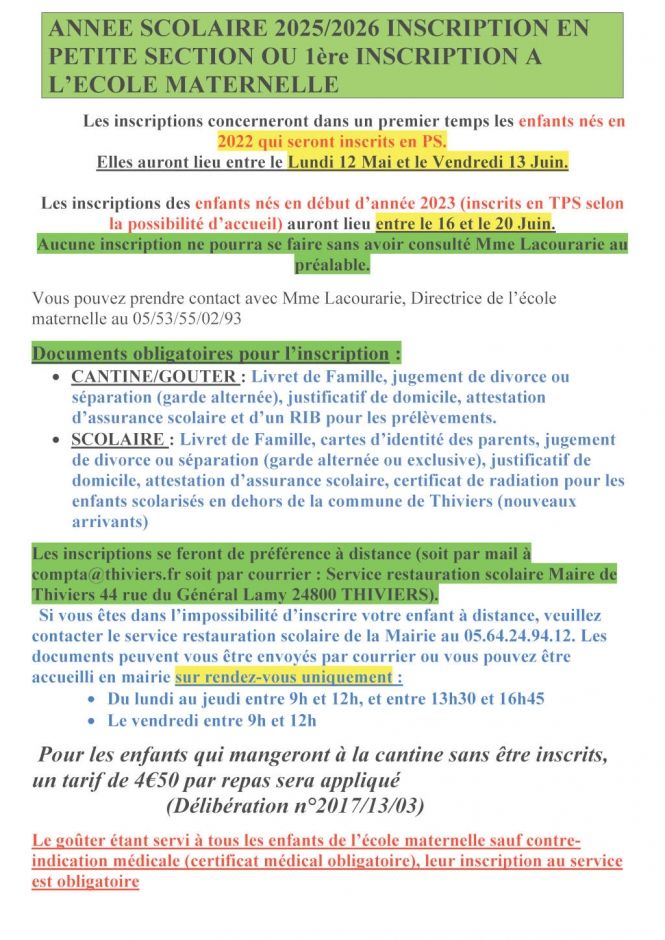 affiche-inscription-ecole-maternelle et cantine